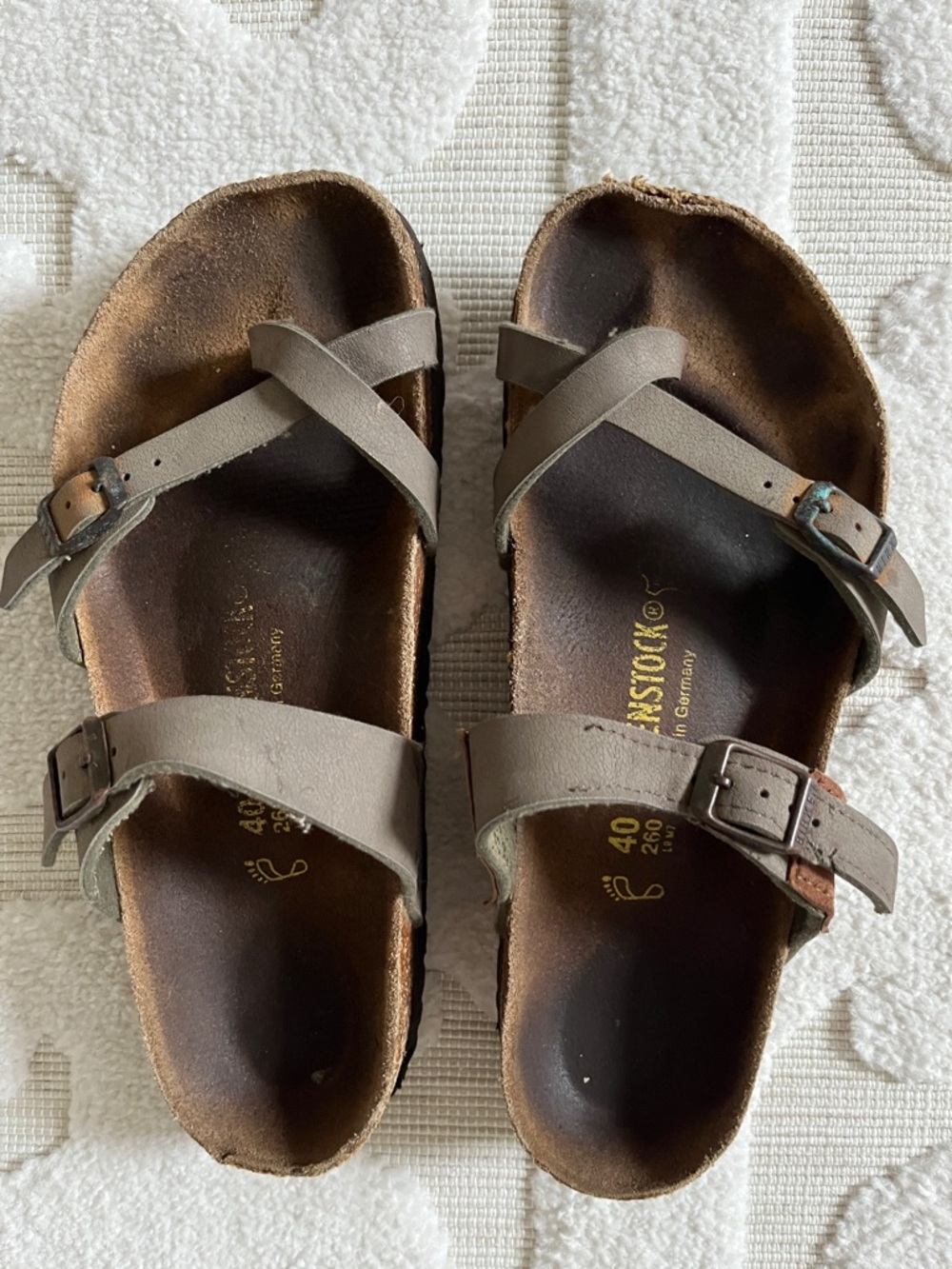 Birkenstock Mayari Brown Leather Two-Buckle Slide Sandals Size EU40 US 9